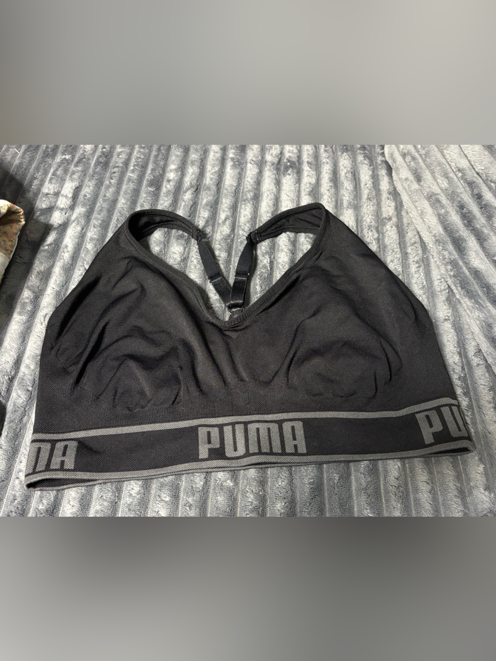 Puma Black Logo Elastic Seamless Sports Bra